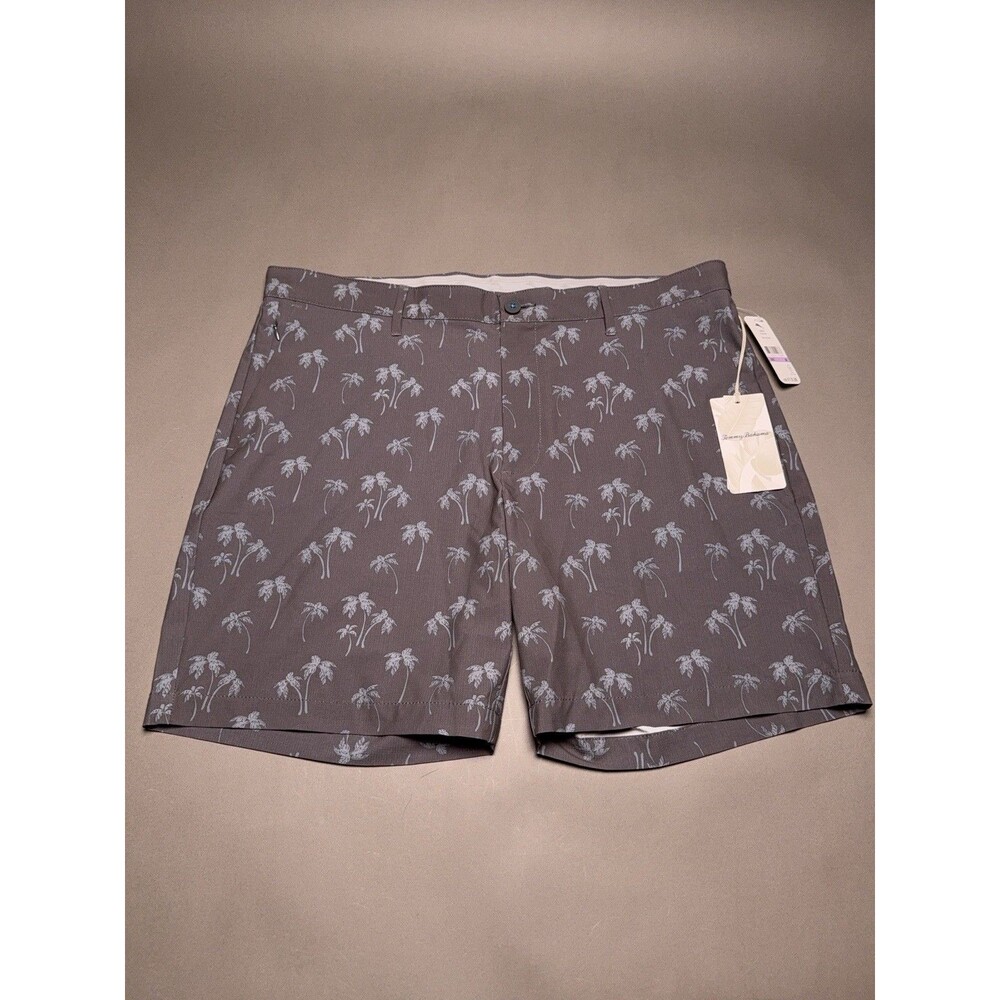 NWT Resort Palm Print Shorts Men 38 Tommy Bahama Stretch Golf Coastal 8” Gray